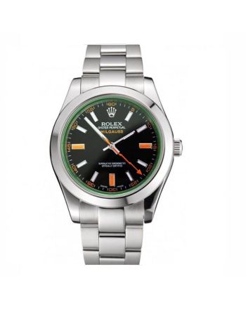 Rolex Milgauss Black Dial Orange Markings Stainless Steel Case Mens Watch 41MM